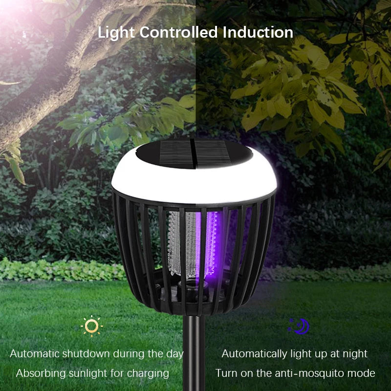 SolGuardia Solar Insektenlampe | Intelligente Lichtsteuerung | Anti-Mücken mit UV-Licht & Hochspannungsnetz | Für Garten & Camping