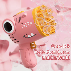 Dinosaurier Seifenblasenpistole DinoBubble 40X Pro | 40 Düsen | Vollautomatische Hand-Bubble-Maschine | Ohne Akku & Seifenwasser