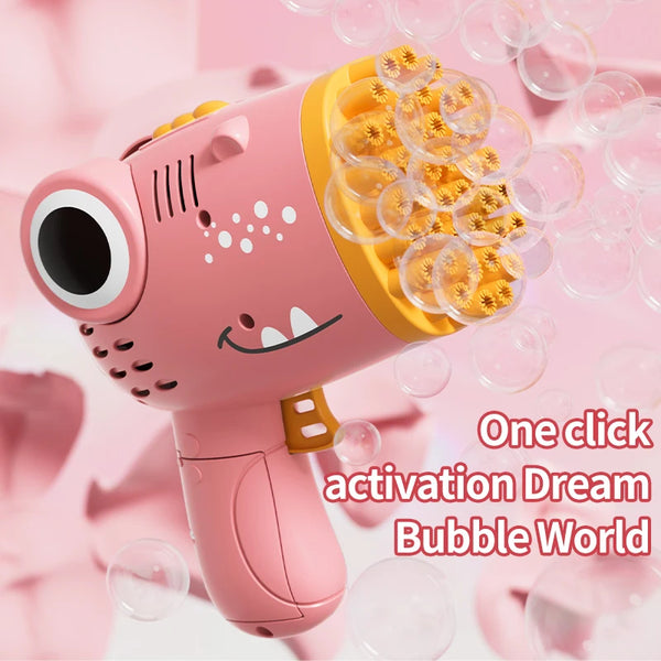 Dinosaurier Seifenblasenpistole DinoBubble 40X Pro | 40 Düsen | Vollautomatische Hand-Bubble-Maschine | Ohne Akku & Seifenwasser
