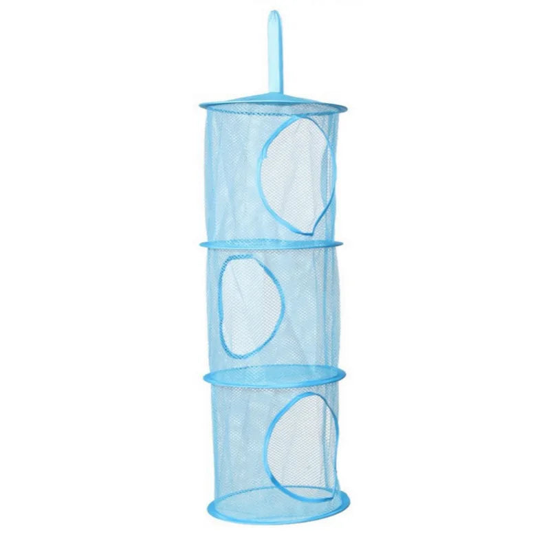 OrdiNest Kids Hängender Aufbewahrungskorb aus Netzstoff | 3-stöckiger Organizer für Spielzeug, Wäsche & Accessoires – 75×27 cm