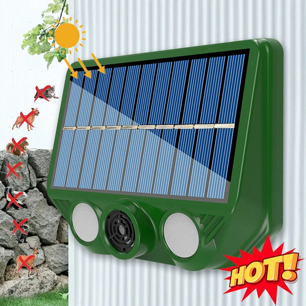 Solar Tiervertreiber ECOFERA DualProtect | Ultraschall & LED | IP66 Wasserdicht | Solarbetrieben mit USB-Ladeoption | 200-300 m² Abdeckung
