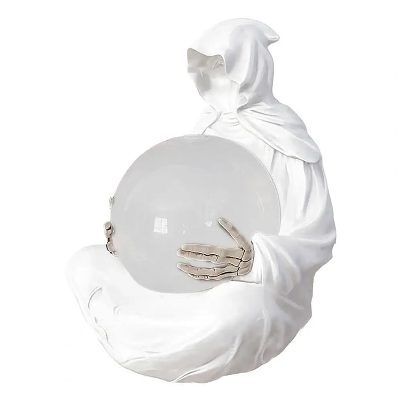 Halloween Deko Noctora | Kristallkugel mit LED-Licht | Gothic Reaper Statue 15 cm