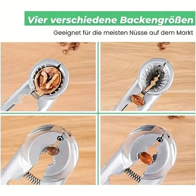 Nutoro Nussknacker aus Metall | Multifunktional für Walnüsse, Kastanien, Mandeln & Haselnüsse | Ergonomischer Griff | Silber