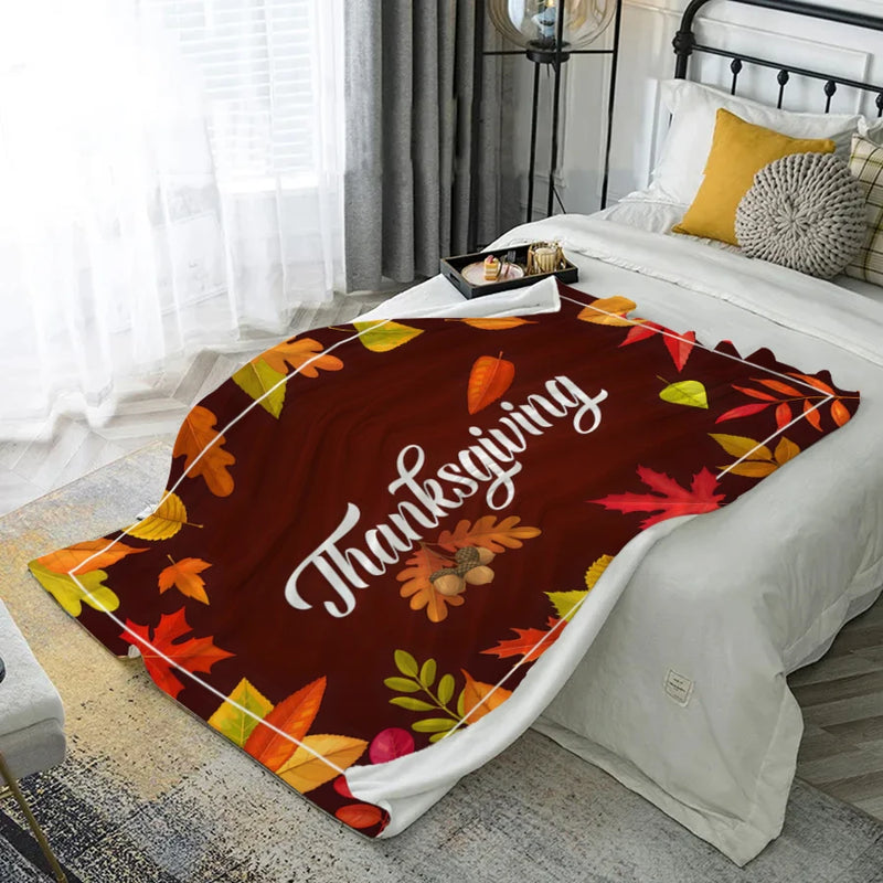 HerbstDecke LeafDream | Flanell Kuscheldecke | Weich & Wärmend | Sofa, Bett & Deko