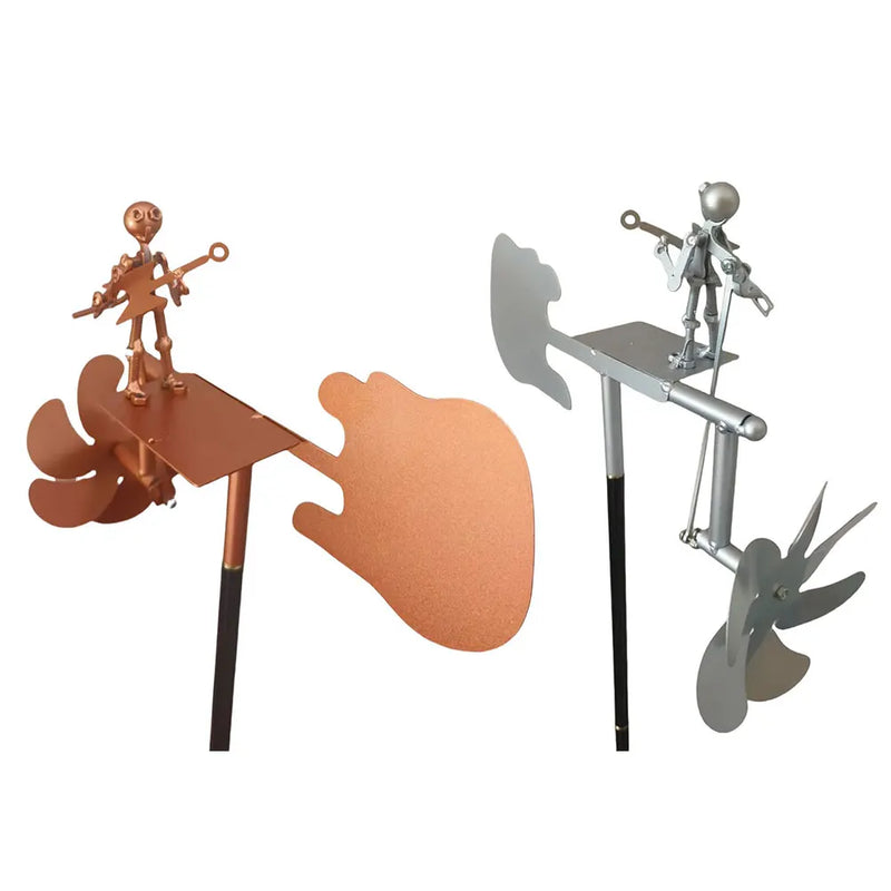 Rockvento Metall Windspiel Gitarre | Handgefertigte Windskulptur | Rock Deko für Garten & Terrasse | 28 × 17 cm