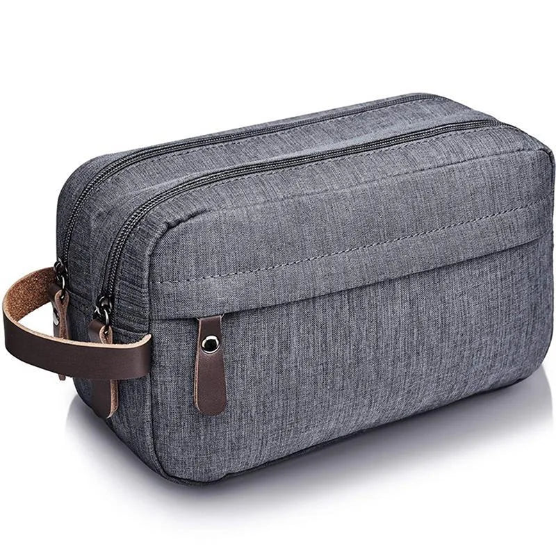 Nylonéa Kulturbeutel Unisex | Wasserabweisend | Canvas-Design mit Ledergriff | Für Reise & Alltag