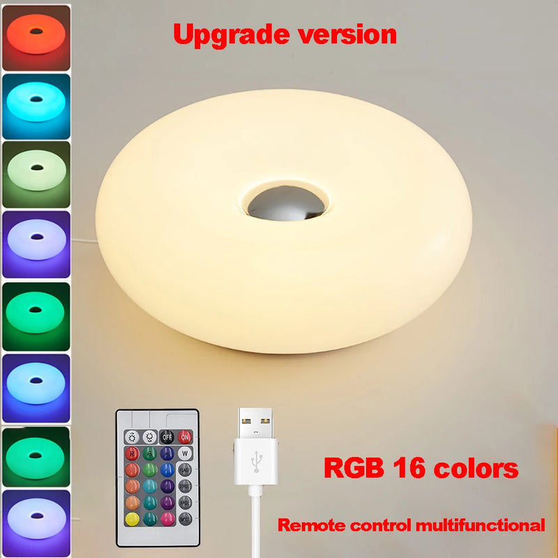 Tischlampe Luminoro Bauhaus | USB & Touch | RGB 16 Farben mit Fernbedienung | Ambientelicht für Wohn- & Schlafzimmer