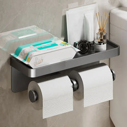 Toilettenpapierhalter Wandmontage | Aluminiumlegierung | Ohne Bohren | Grau/Schwarz/Weiß