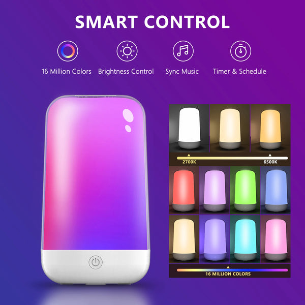 LumoGlow RGB Tischlampe | App-Steuerung & Touch | 16 Mio. Farben | 3600 mAh Akku