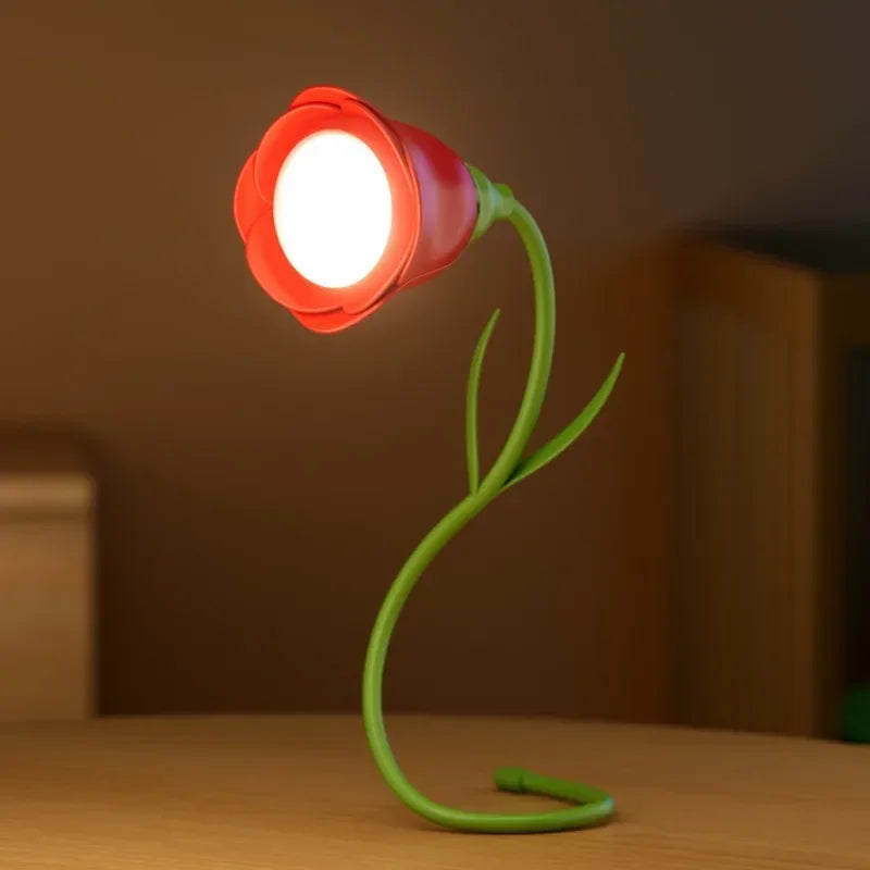 Lunafleur | Wiederaufladbare LED Rosenlampe | Dimmbar & Flexibel | 3 Lichtfarben mit Helligkeitsspeicher | Kreatives Nachtlicht & Geschenkidee für Frauen