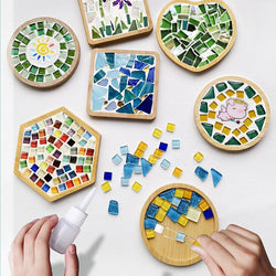 Bambus Mosaik-Untersetzer MosaicJoy | Herz & Quadrat | DIY-Bastelset für Kinder & Erwachsene