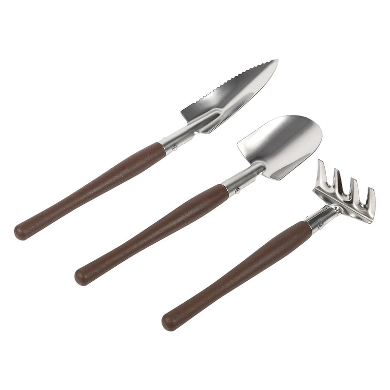 Floroki MiniGrow Set Mini-Gartenwerkzeug Set 3-teilig | Schaufel, Spaten & Rechen | Für Kinder & Topfgarten