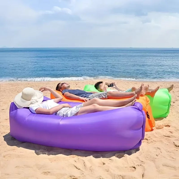 Aufblasbares Loungesofa | Ohne Pumpe & mit Kopfstütze | AirLoungeGo Outdoor Sofa 190×70 cm – Tragbar & Wasserdicht