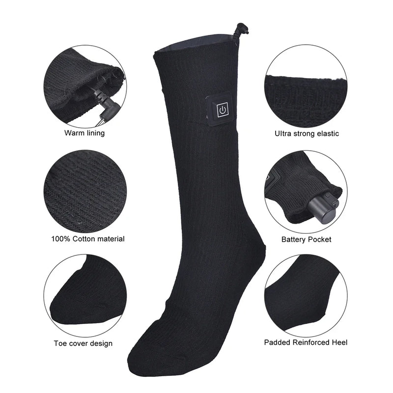 Elektrisch Beheizte Socken | USB Wärmesocken für Damen & Herren | 3 Heizstufen | Ideal für Skifahren, Radfahren & Outdoor | ThermaStep