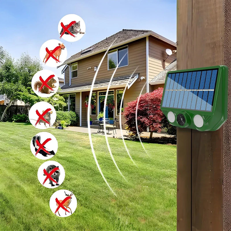 Solar Tiervertreiber ECOFERA DualProtect | Ultraschall & LED | IP66 Wasserdicht | Solarbetrieben mit USB-Ladeoption | 200-300 m² Abdeckung