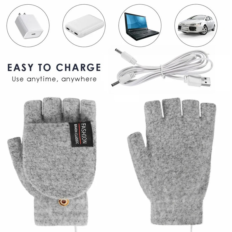 ThermoLoom USB Heizhandschuhe | 3 Wärmestufen | Weiches Strickmaterial | Unisex Einheitsgröße