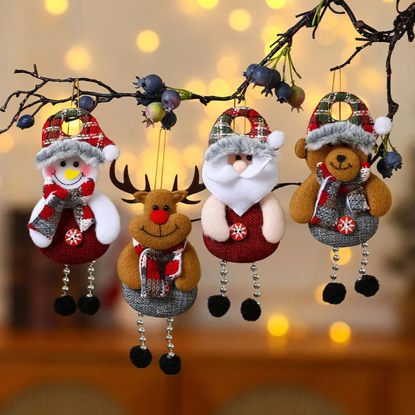 Weihnachtsanhänger Set | 4er-Set Christbaumschmuck mit Schneemann & festlichen Motiven | Nordivio