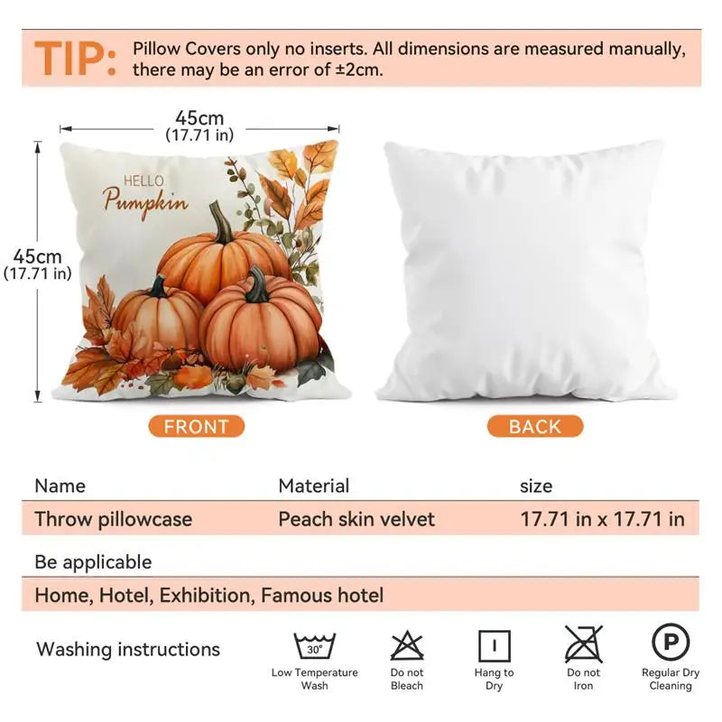 Kissenhülle CosyGratitude | Herbstliches Dankbarkeits-Motiv | Peach Skin Velvet | 45×45 cm