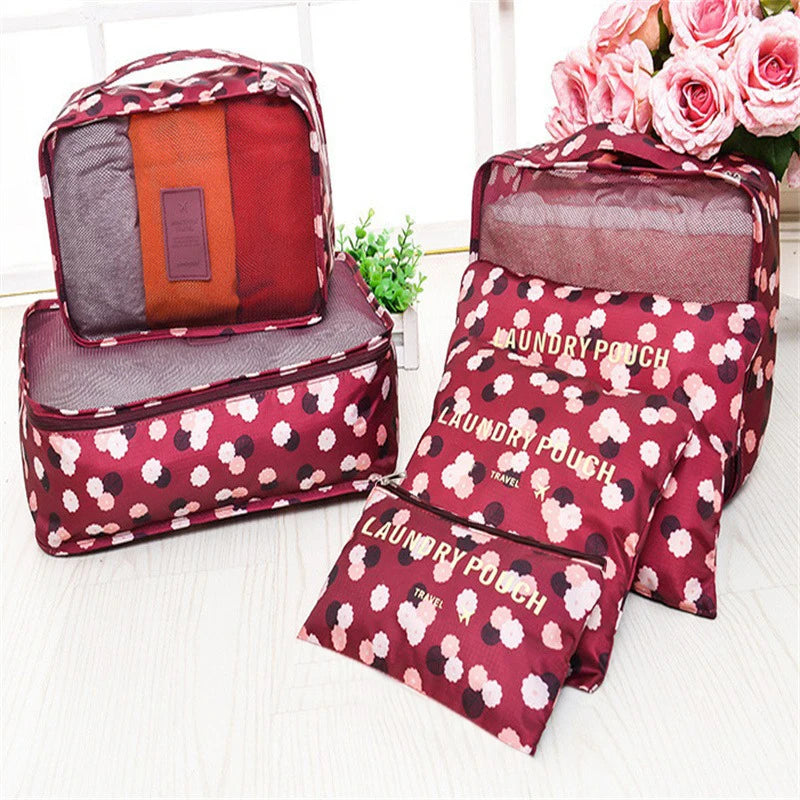Packilo 6-teiliges Reise-Organizer-Set | Faltbare Koffer- & Gepäcktaschen | Für Kleidung, Unterwäsche, Schuhe & Kosmetik | Oxford-Stoff