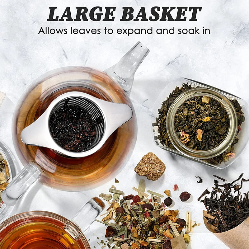 Tee-Ei LeafLuxe Edelstahl | Extra Feinmaschiges Teesieb | Mit Doppelgriffen | Für losen Tee