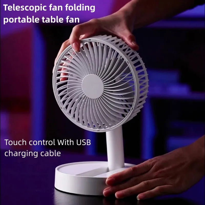 USB Tischventilator Breezio | Faltbar & Tragbar | 4 Geschwindigkeiten & Timer | Akku-Betrieben für Innen & Außen