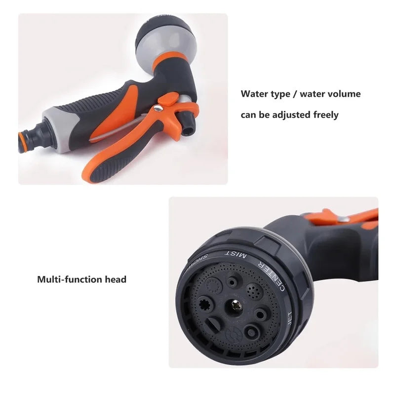 HydroMaxx MultiJet Garten-Spritzpistole mit 8 Funktionen | Hochdruck-Wasserpistole für Auto, Balkon & Pflanzen | Ohne Strom | Orange