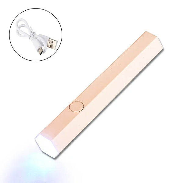 Nailuxe Tragbare LED UV Nagellampe | Schnelltrocknend & Wiederaufladbar | Mini Handgerät mit USB-Anschluss | Rosa / Weiß
