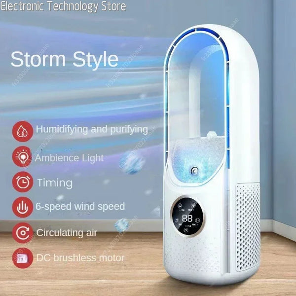 AeroCool Breeze Bladeless Ventilator 2025 | 6 Geschwindigkeiten | Leiser Luftkühler & Luftbefeuchter | USB-Anschluss | Für Büro & Zuhause