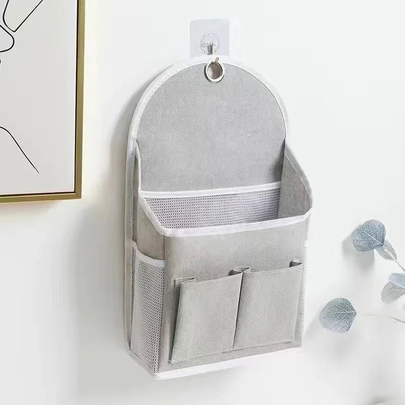 RoomEase Hängende Stoff-Aufbewahrungstasche | Wand- & Türorganizer | 2 Fächer + Seitennetz