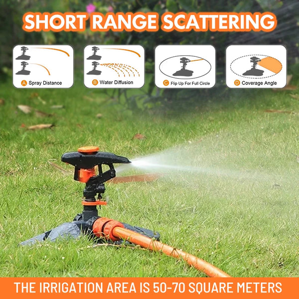 Automatischer Gartensprinkler HydroSpin 360 | 12 m Reichweite | 360° Rotationsfunktion | Für Rasen, Garten & Landwirtschaft | 21 × 25,2 × 16,5 cm