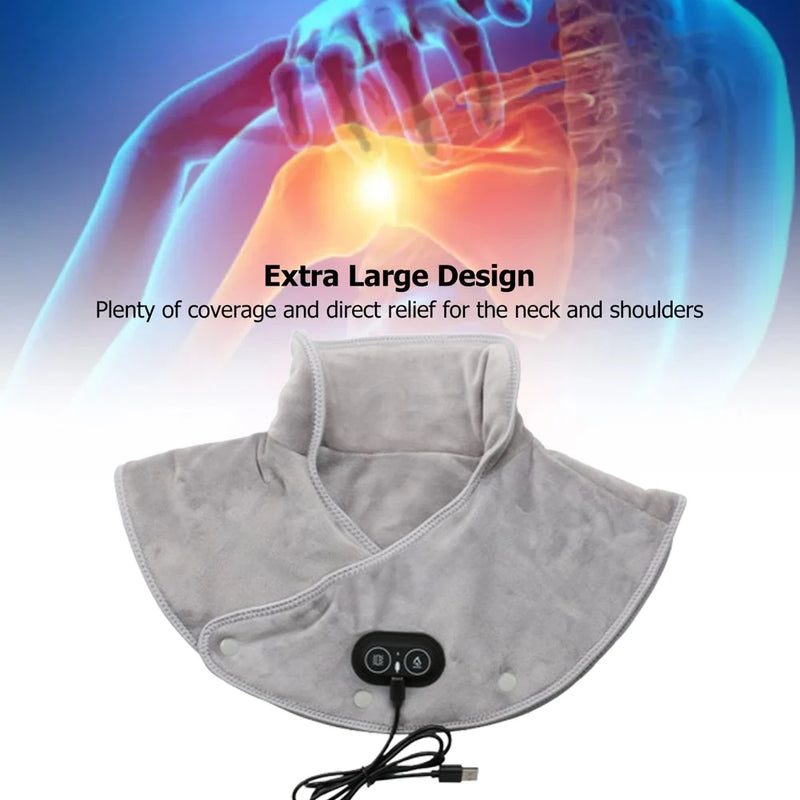 Wärme-Nacken- & Schultermassager ThermoLiva | USB-Heizkissen mit Vibration | 3 Temperaturstufen & Timer | Weicher Plüsch