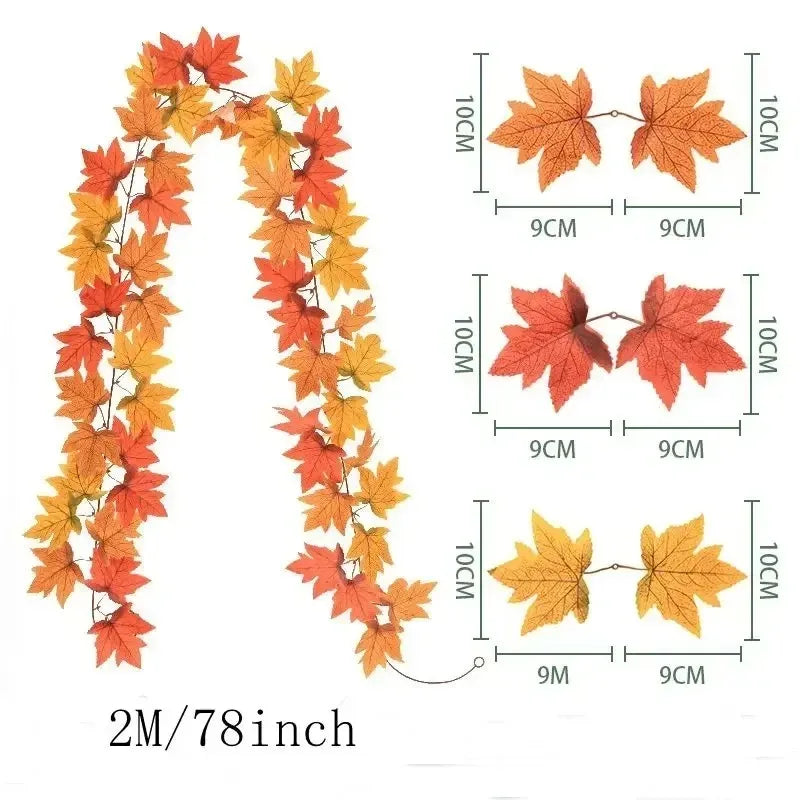 Aurelia Herbstgirlande | Künstlicher Ahornlaub-Kranz | 200 cm | Deko für Haus & Garten