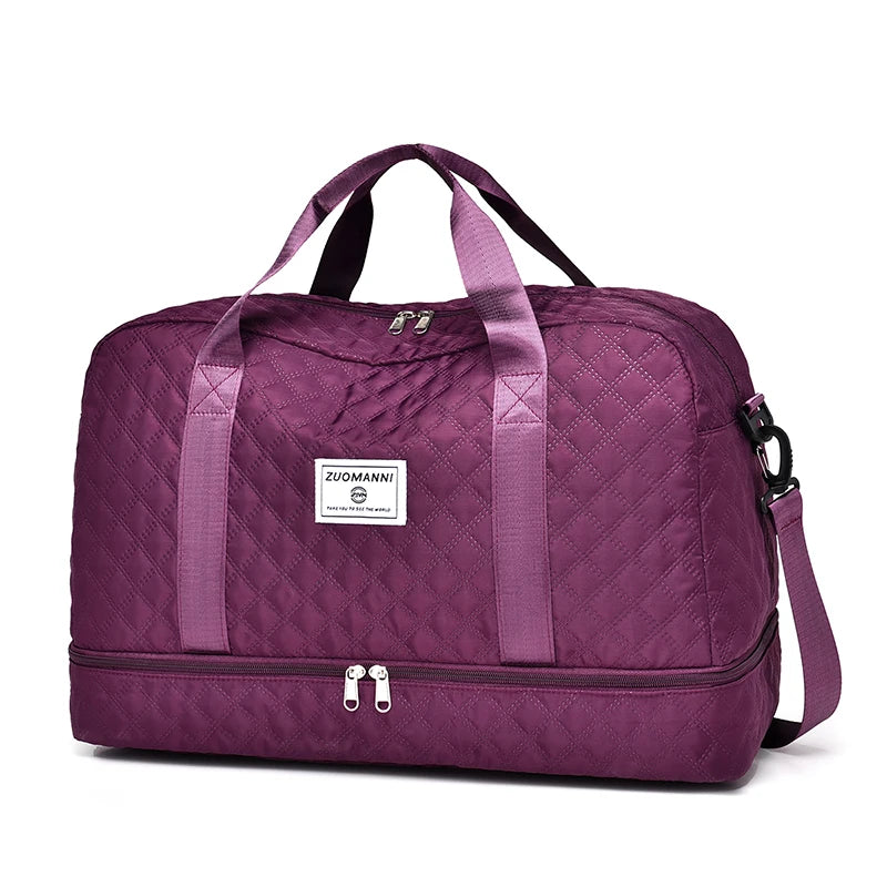 Raumio TravelFlex Leichte Reisetasche mit Rautenmuster | Große Sport- & Wochenendtasche mit Schuhfach & Nassfach | Handgepäcktauglich & faltbar