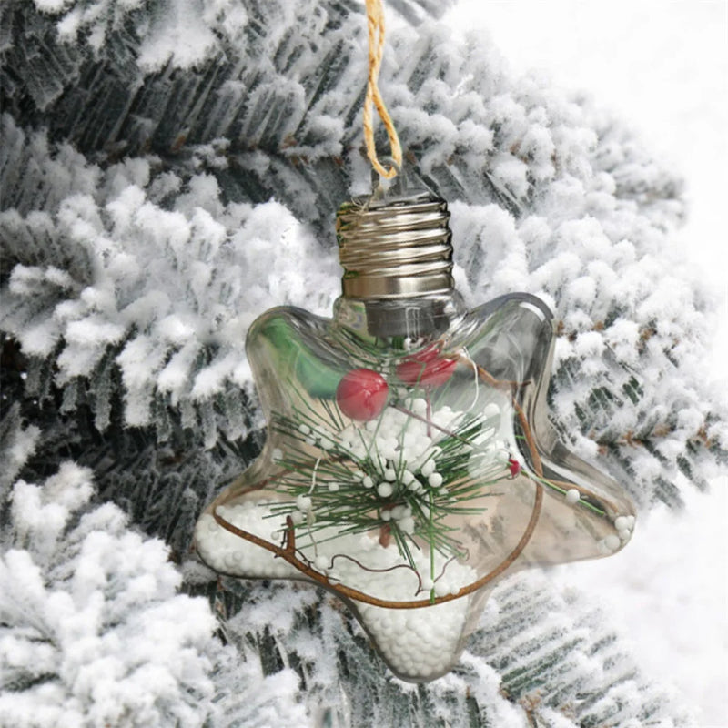 LED Weihnachtsstern Ornament | Transparent | Warmes Leuchten | 10 cm