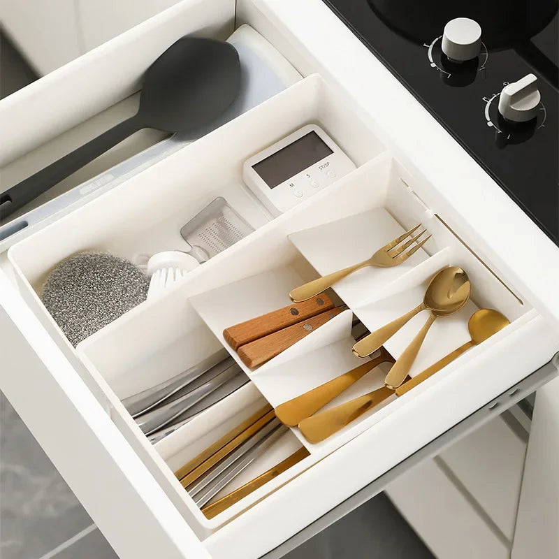 FlexiStore Küchen-Schubladen Organizer | Ausziehbar & Mit Trennwänden | Kunststoff | Ordnungssystem
