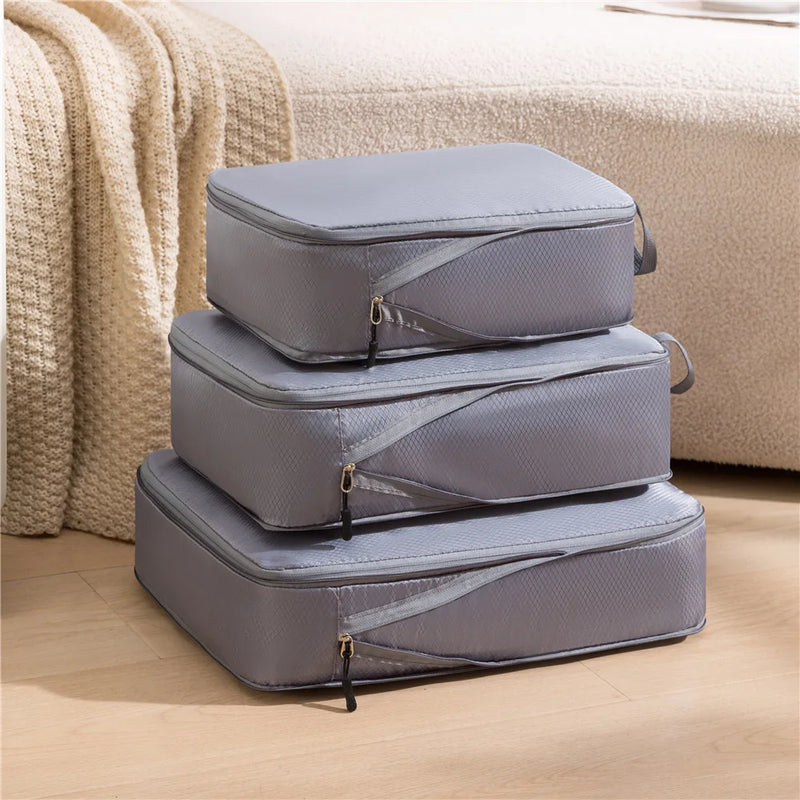Reise-Organizer Set PackNest 3-in-1 | Komprimierbare & Wasserdichte Gepäcktaschen | Nylon Koffer-Organizer | Tragbar & Leicht