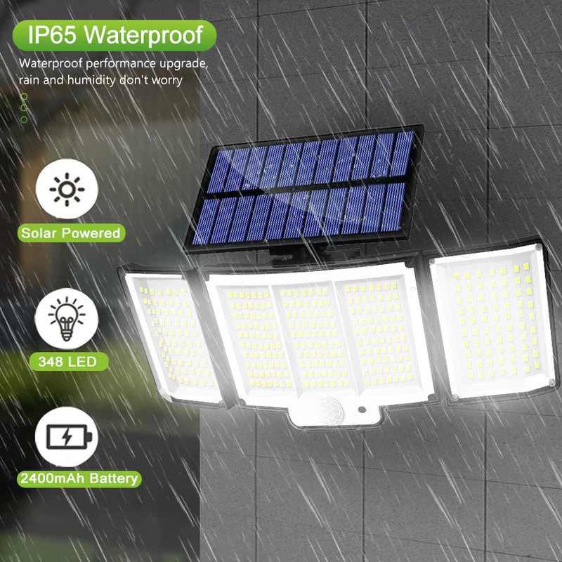 Solar-Wandleuchte LumoGuard 318LED | Bewegungsmelder & 3 Leuchtmodi | IP65 Wasserdicht für Garten, Terrasse & Zaun