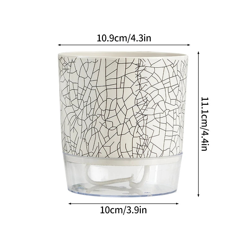 FLORANO Blumentopf | Kunststoff mit Wasserspeicher | Abnehmbar | Design Ice-Crack & Zebra