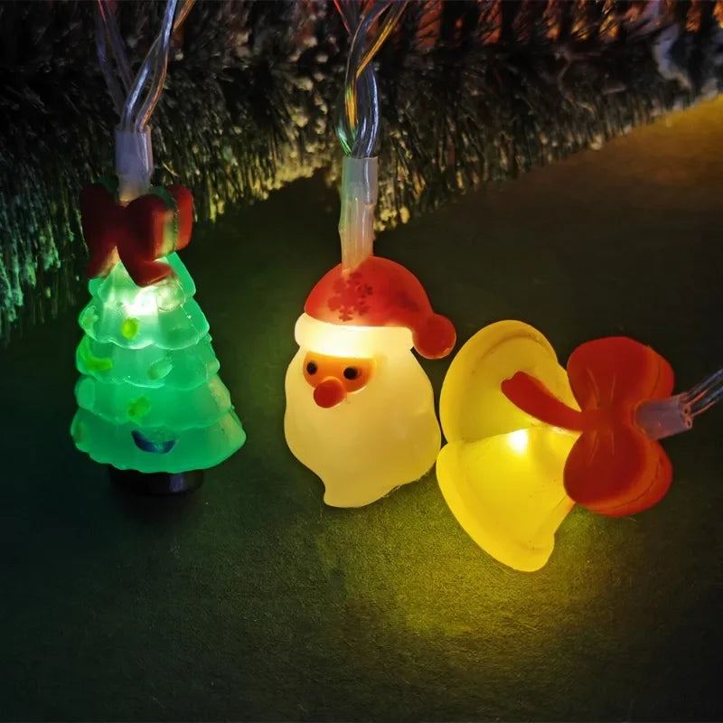 LED Weihnachtslichterkette | 1,5 m Batteriebetrieben mit 10 LEDs | Santa & Schneemann Anhänger | Für Baum, Fenster & Festdekoration | LumiNoel