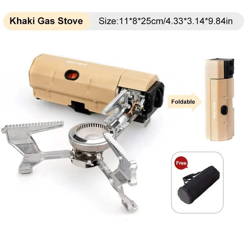 Camping Gaskocher FLAMETRA FoldPro 2670W | Faltbar & Tragbar | Edelstahl | Mit Zündung & Sicherheitssystem