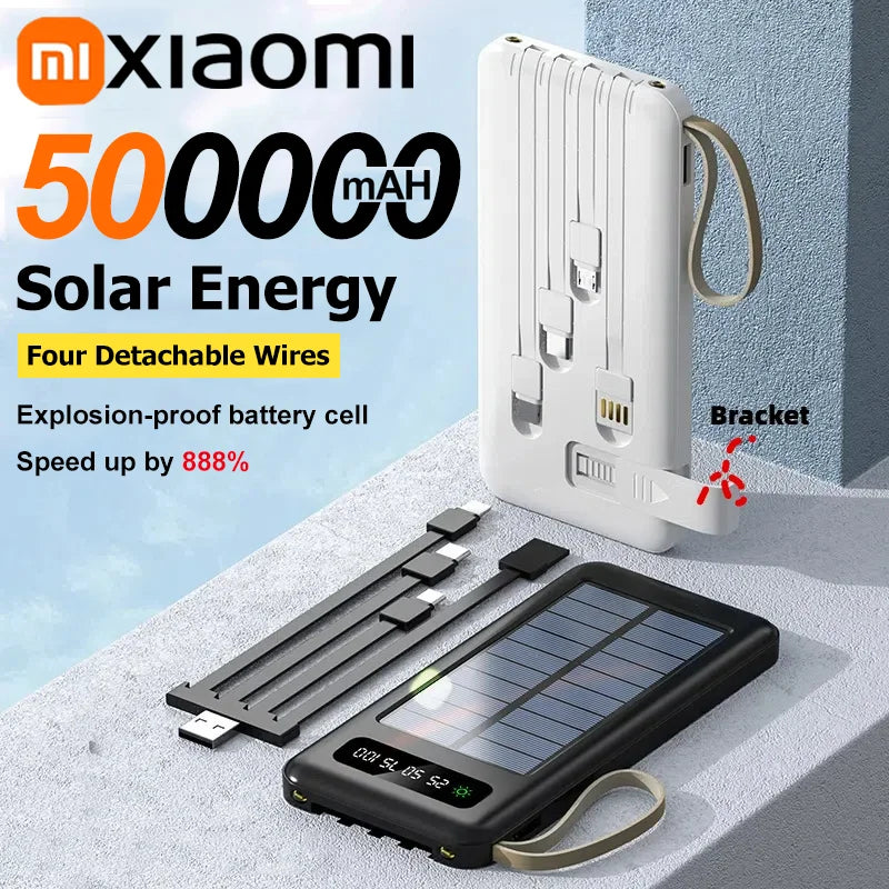 Voltaro SolarCore 50K Solar-Powerbank 50.000 mAh | Mit Campinglicht, 4 Ladekabeln & Dual USB | Schnellladefunktion & Outdoor-tauglich