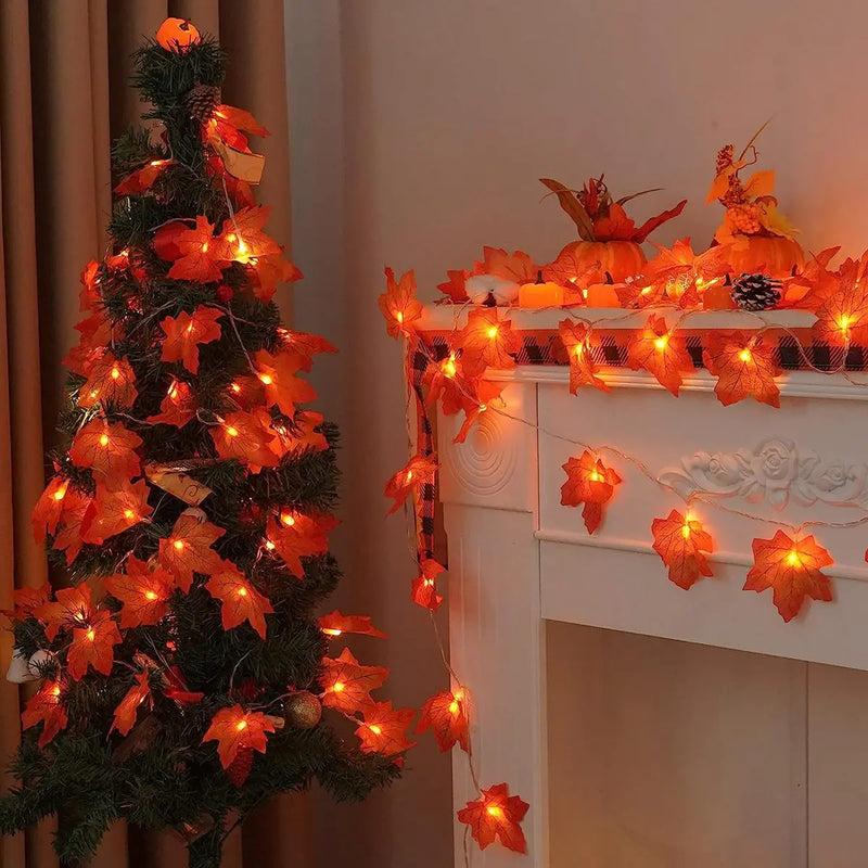 Herbst LED-Lichterkette GoldenLeaves | 10–40 LEDs | Ahornblatt-Design | Batteriebetrieben & Wasserdicht