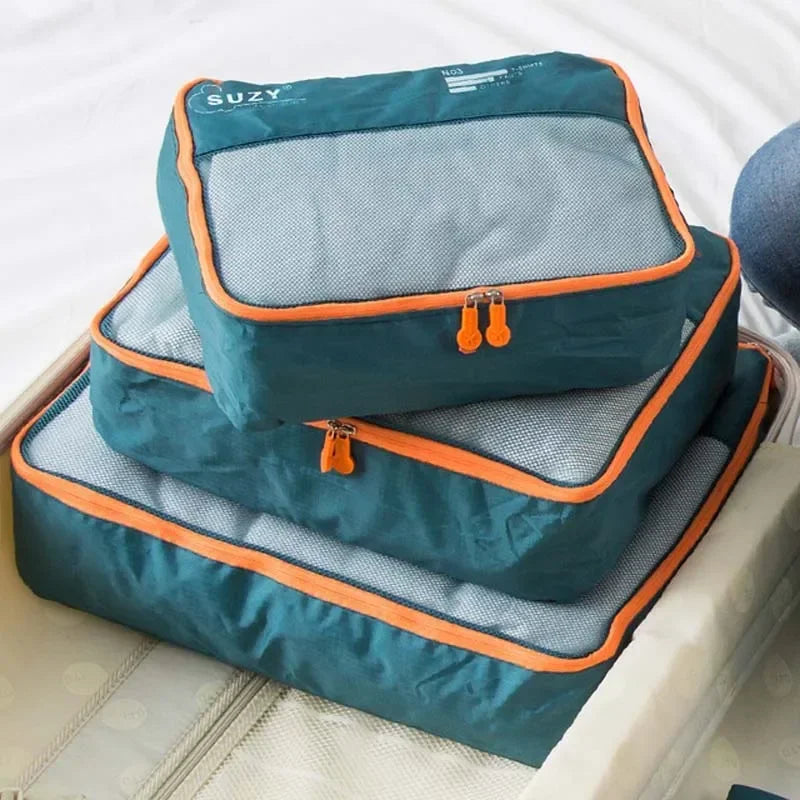 Packavio Reise-Organizer Set 7-teilig | Koffer-Taschen für Kleidung & Schuhe | Platzsparend & Wasserabweisend