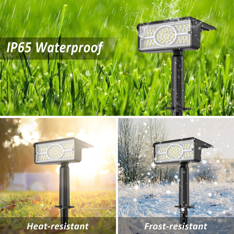 Solara LED Solarstrahler | 4 Lichtfarben | 49 LEDs | IP65 Wasserdicht | Energiesparend mit Solarpanel