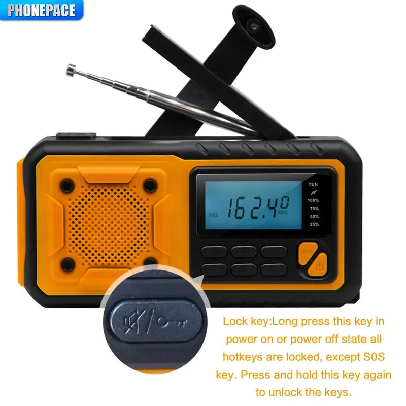 Notfallradio ResQWave Solar 4000 | 4-in-1 Stromversorgung | 4000 mAh Akku, Solar, Handkurbel & USB-C | SOS-Alarm, LED-Licht & Powerbank