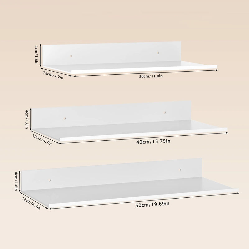 Metallura | Wandregal aus Metall | Schwebendes Regal 30/40/50 cm | Platzsparende Aufbewahrung für Bad, Küche & Schlafzimmer