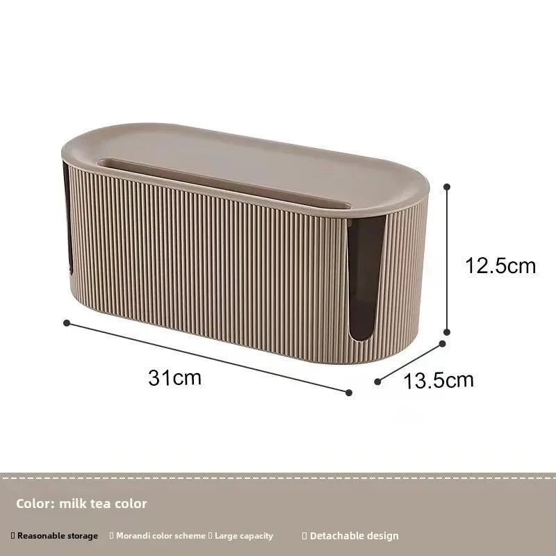 Kabelux Kabelbox mit Deckel | 32×13×12 cm | Steckdosen- & Ladekabel-Organizer | Staubschutz für Netzteile & Router