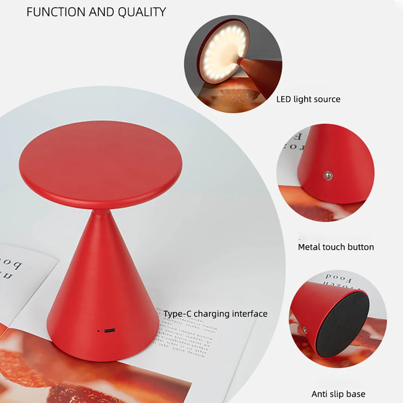 LumoFunnel Touch-Lampe | Tragbar & Wiederaufladbar | 3 Lichtfarben & Stufenlos dimmbar | 13×18 cm