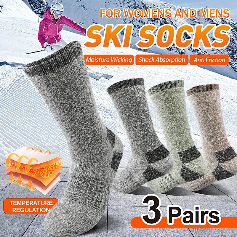 AlpenWool | 3 Paar Herren Winter-Socken | Extra Dick & Warm | Thermo-Wollsocken für Ski & Outdoor | Mid-Calf