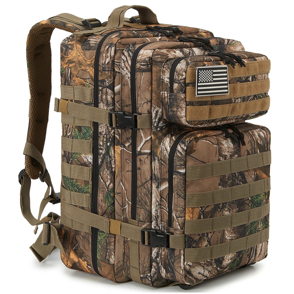 TACTICO45 45 L Outdoor Rucksack | Molle‑System | 3‑Tages Kapazität | Robust & Multifunktional – Schwarz/Khaki/Olive